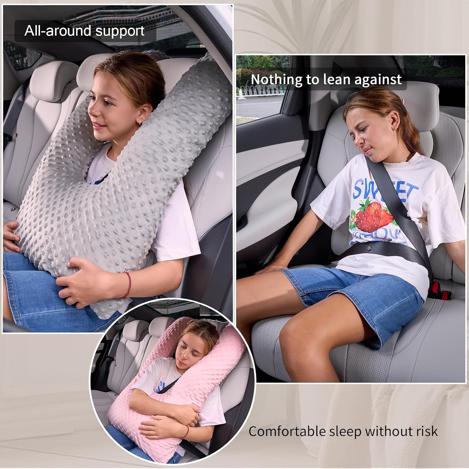 Travel Pillow for Kids Adult in Car - Pillow for Car Sleeping Ultra Large U Shaped with Removable Soft Cover Support Fix Neck and Body…