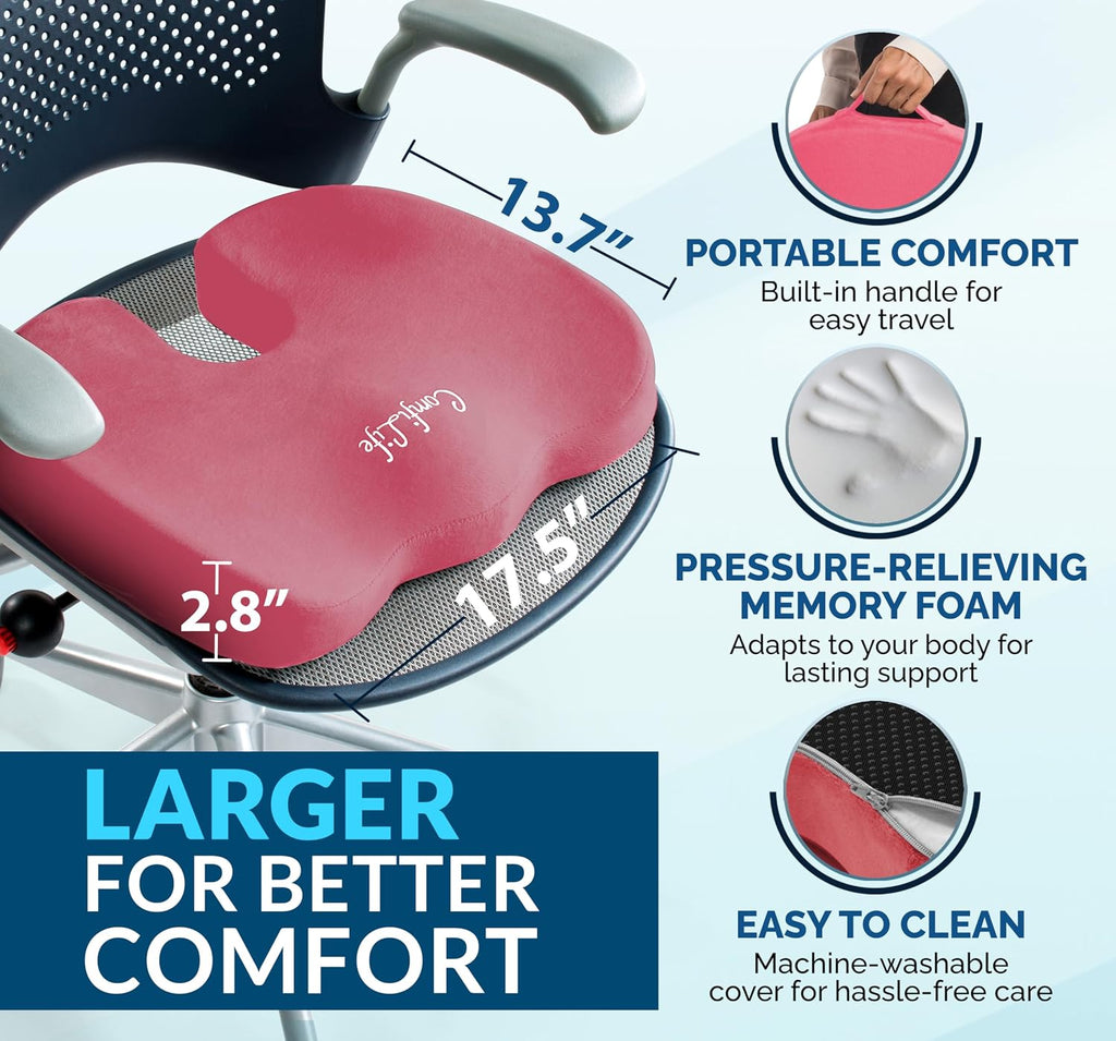 ComfiLife Gel & Memory Foam Seat Cushion – Office Chair Cushion, Car Seat Cushion – Chair Cushions for Back & Sciatica – Seat Cushions for…