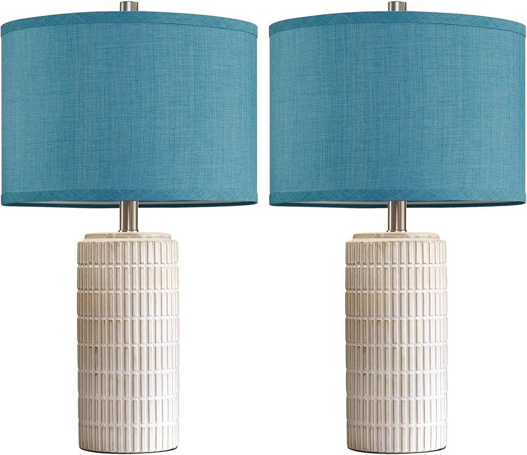 AIEAMPDO 23" Modern Ceramic Nightstand Table Lamps Set of 2, Nautical Lamps for Bedroom Bedside, Side Table Lamps for Living Room, Dining…