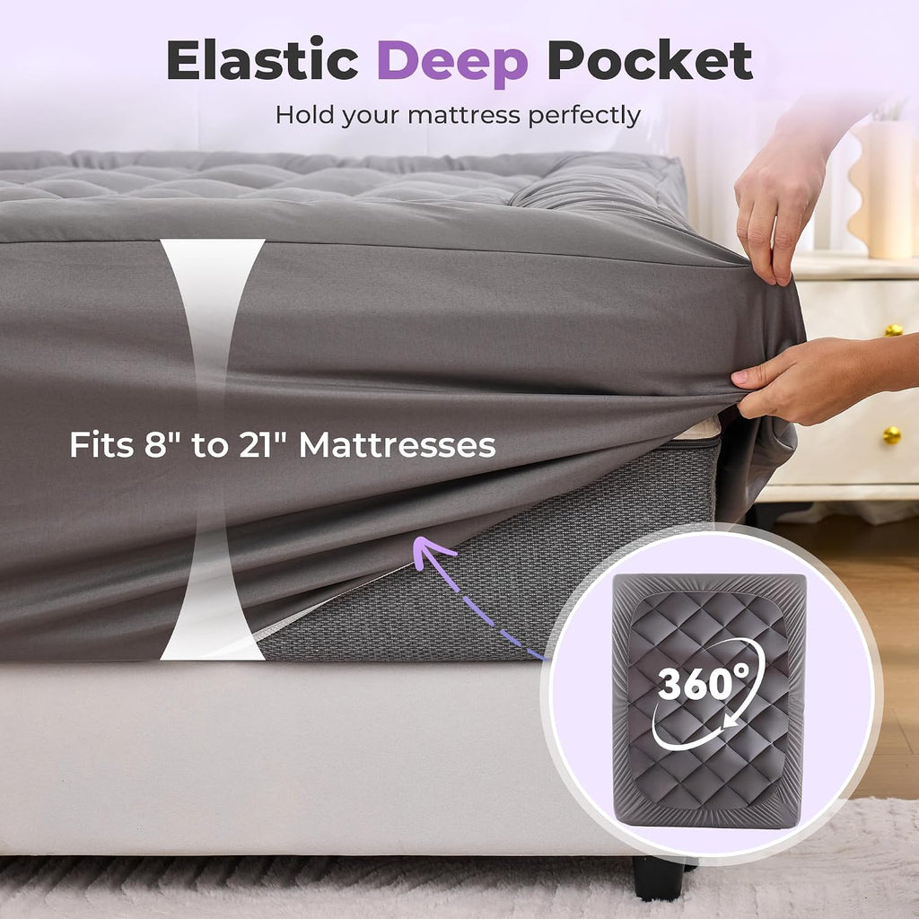 SINWEEK 5 Inch Dual Layer Memory Foam Mattress Topper Twin XL Size, 2 Inch Gel Memory Foam Plus 3 Inch Plush Soft Pillow Top Cover for…