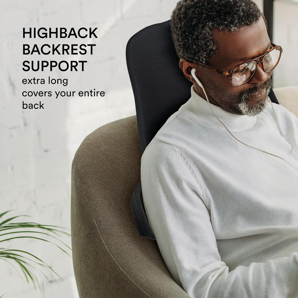 ObusForme Highback Backrest Support - Extra Tall Padded Seat Cushion and Lumbar Support Pillow, Portable Posture Support with Soft and Dura…