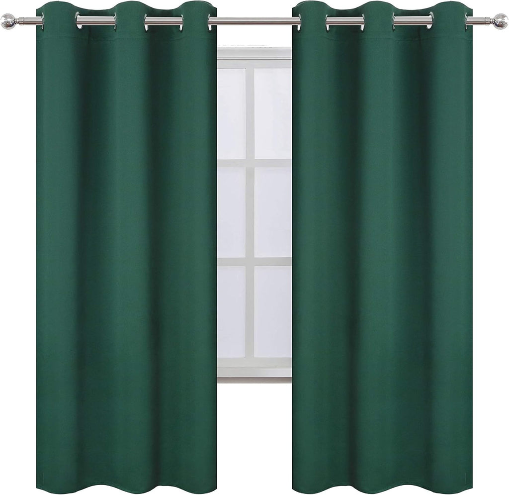 Lemomo Dark Green Thermal Blackout Curtains/42 x 72 Inch/Set of 2 Panels Room Darkening Curtains for Bedroom 72 Inch Green