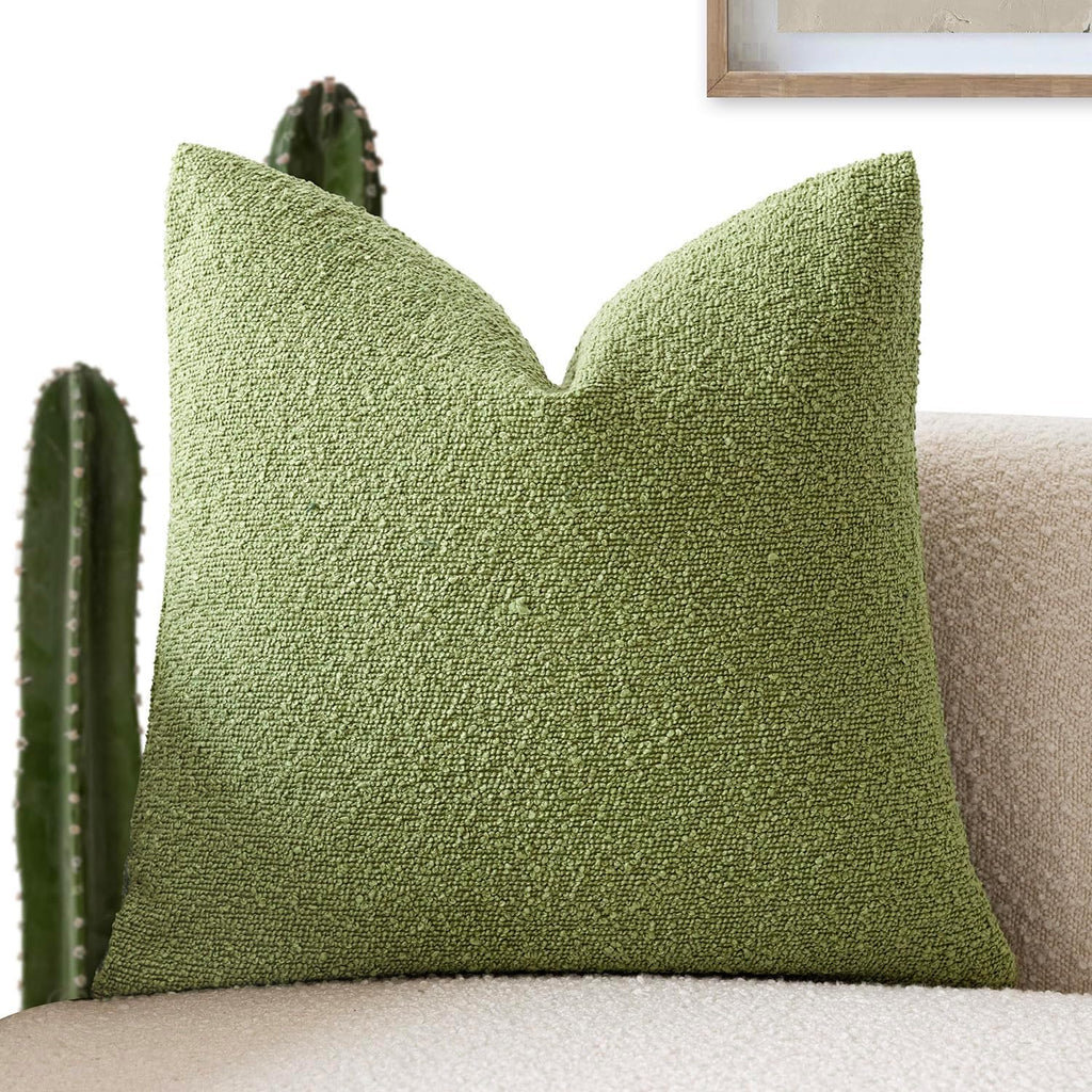 Foindtower Decorative Textured Boucle Throw Pillow Covers Accent Solid Pillow Cases Neutral Soft Cozy Couch Cushion Case for Chair Sofa…