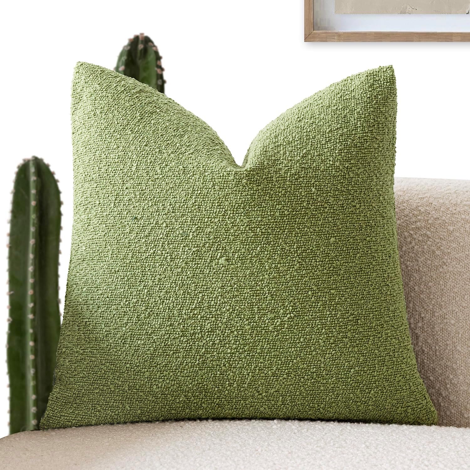 Foindtower Decorative Textured Boucle Throw Pillow Covers Accent Solid Pillow Cases Neutral Soft Cozy Couch Cushion Case for Chair Sofa…
