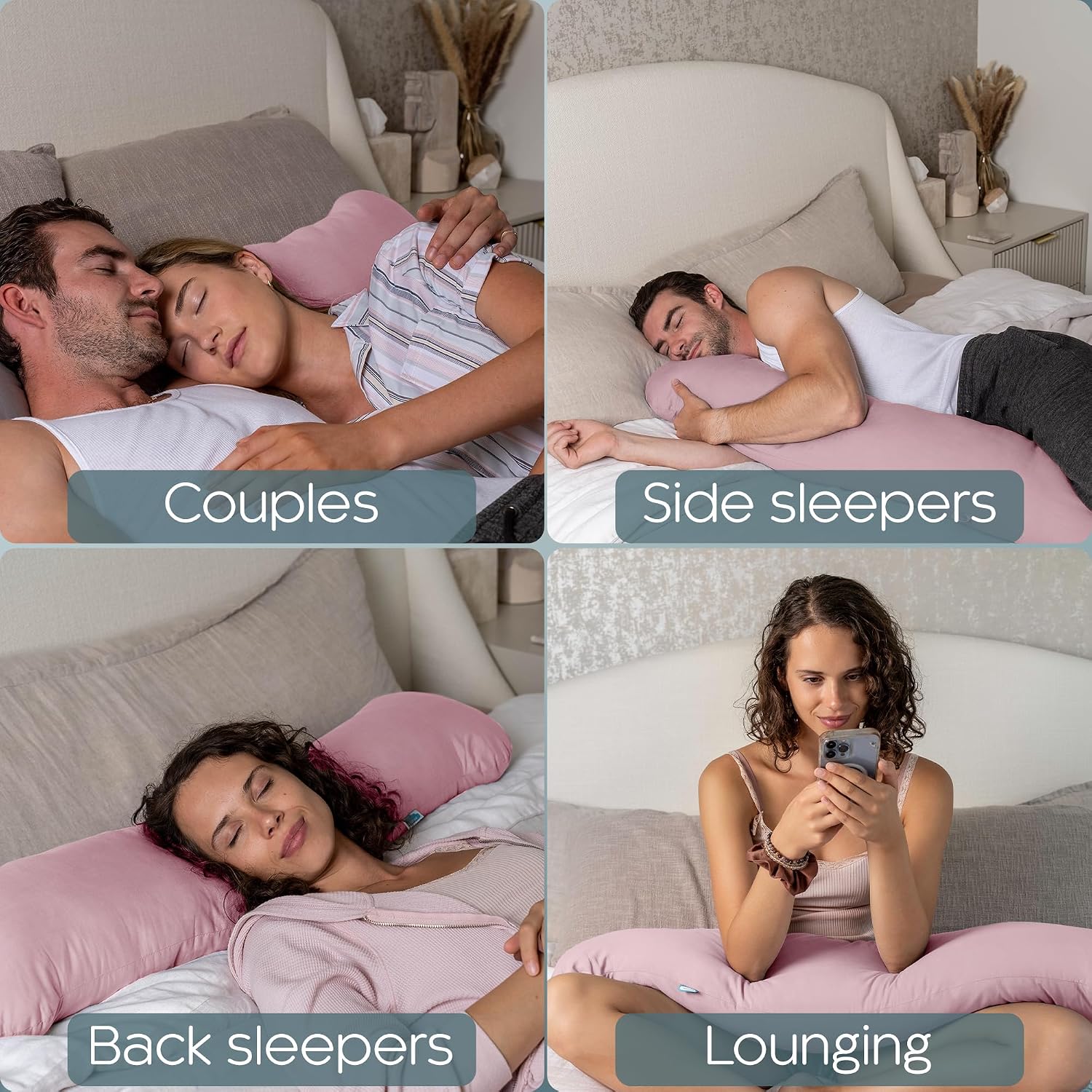 SleepCloud Weighted Body Pillow 8lbs - Weighted Pillow for Deeper Sleep (48" x 14") - Cooling Body Pillows for Adults, Side Sleeper Body…