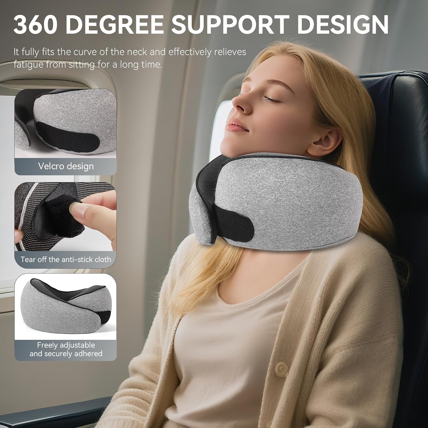 SZXYX Neck Travel Pillows - 100% Pure Memory Foam Neck Pillow for Airplanes, Comfortable Breathable Cover, 360° Support Stowable Pillows…