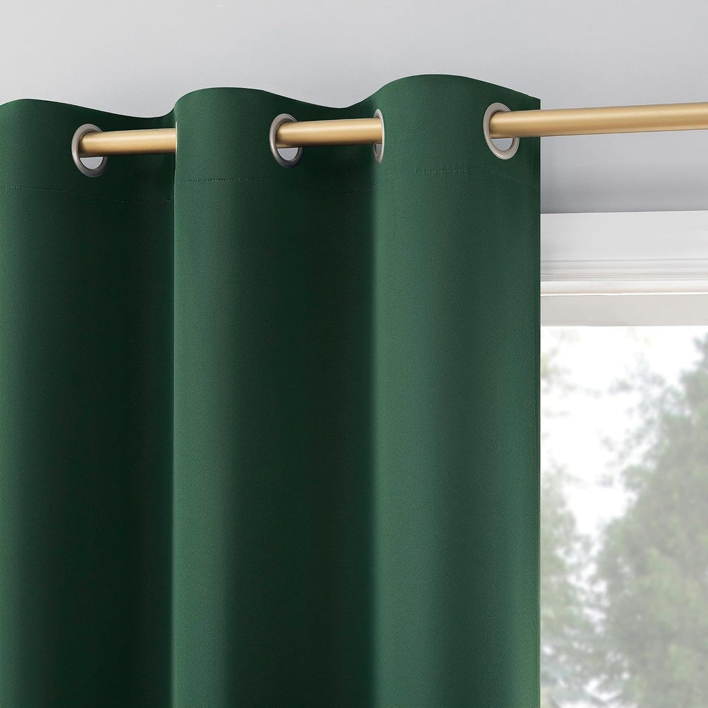 Sun Zero Easton Energy Saving Blackout Grommet Curtain Panel, Evergreen, 40" W x 95" L (1 Panel)