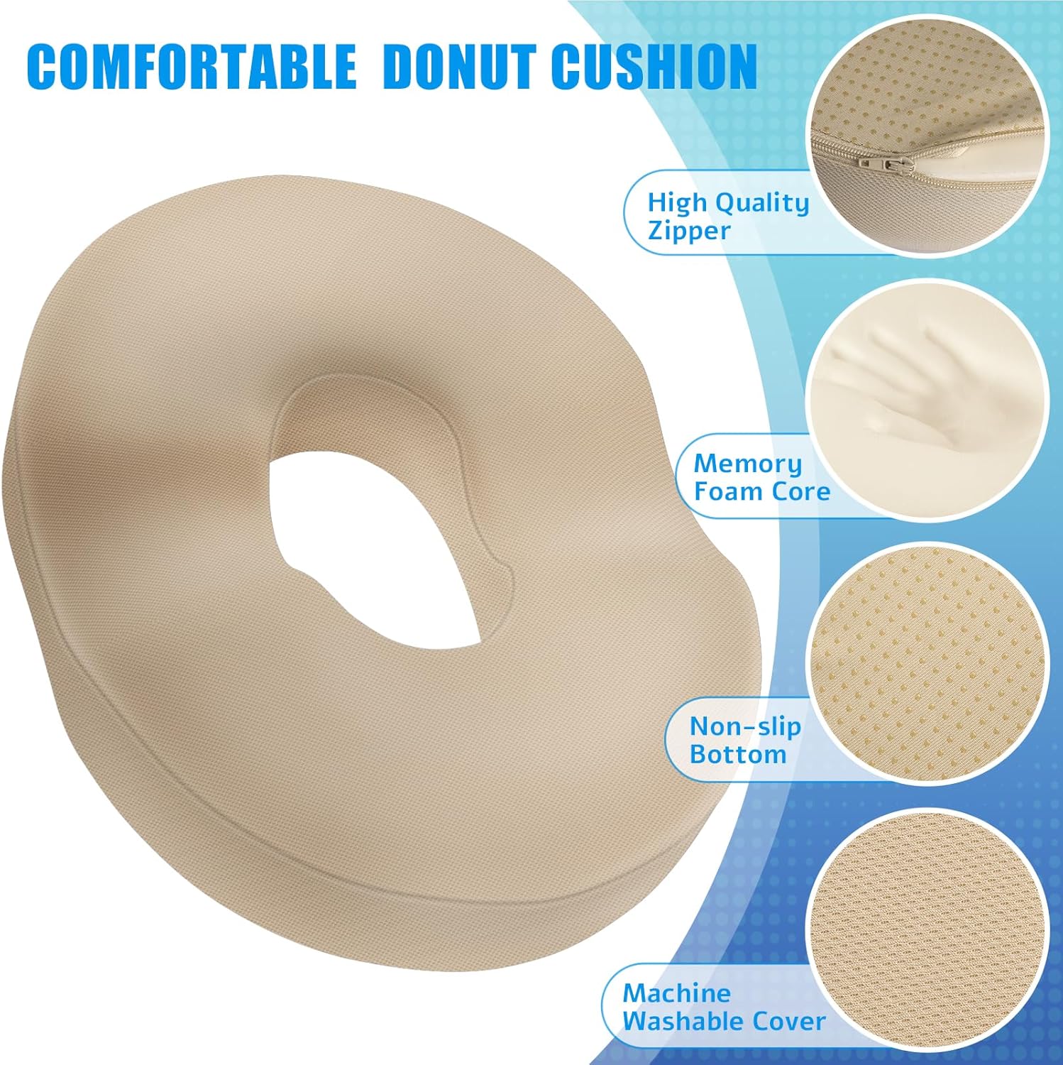 BlissTrends Donut Pillow Seat Cushion, Donut Chair Cushions for Postpartum Pregnancy & Hemorrhoids, Tailbone Cushion, Memory Foam Lifting C…