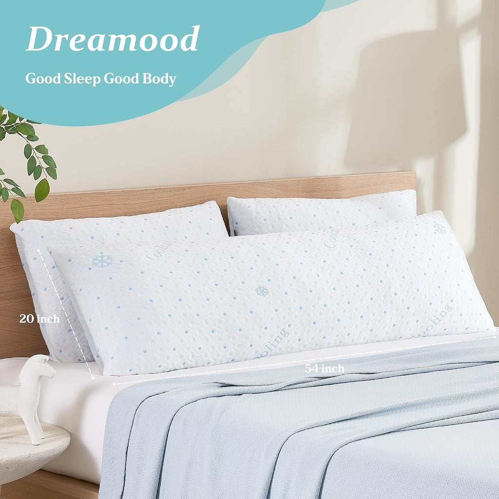 Dreamood Cooling Body Pillow Firmer 3200g 100% Shredded Memory Foam Body Pillows for Adults Side Sleeper Pregnancy Full Body Pillow 20x54 i…