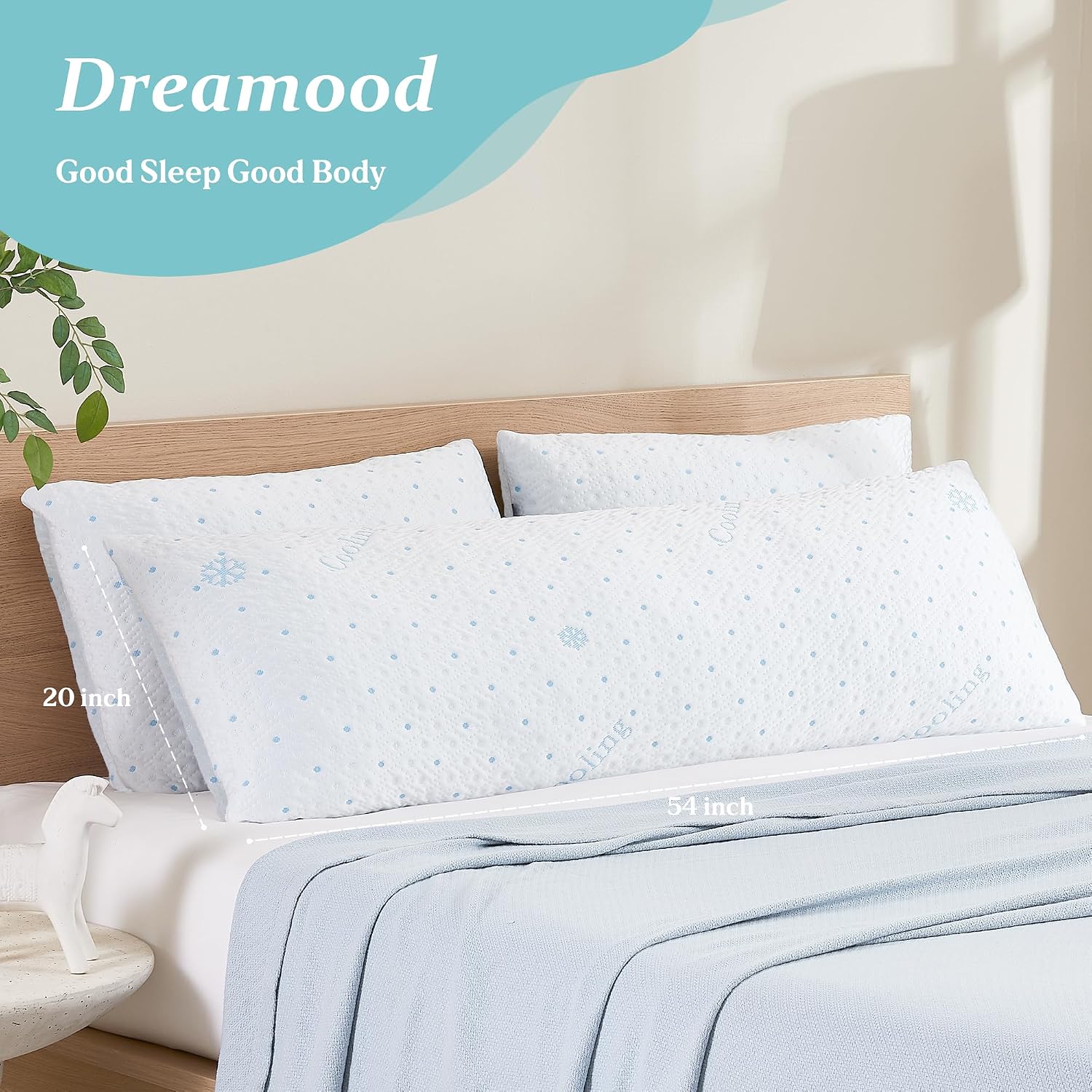 Dreamood Cooling Body Pillow Firmer 3200g 100% Shredded Memory Foam Body Pillows for Adults Side Sleeper Pregnancy Full Body Pillow 20x54 i…