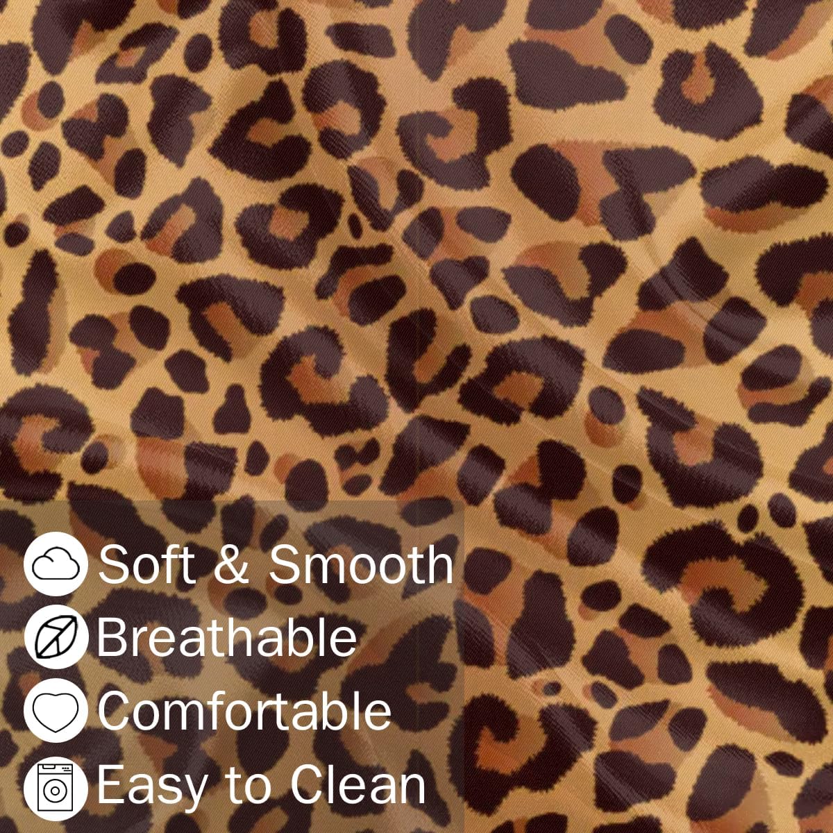 Leopard Design Body Pillow Covers Decorative Soft Bedding Satin Pillowcase with Zipper Closure Cooling Breathable Long Pillow Case-21"x 54"