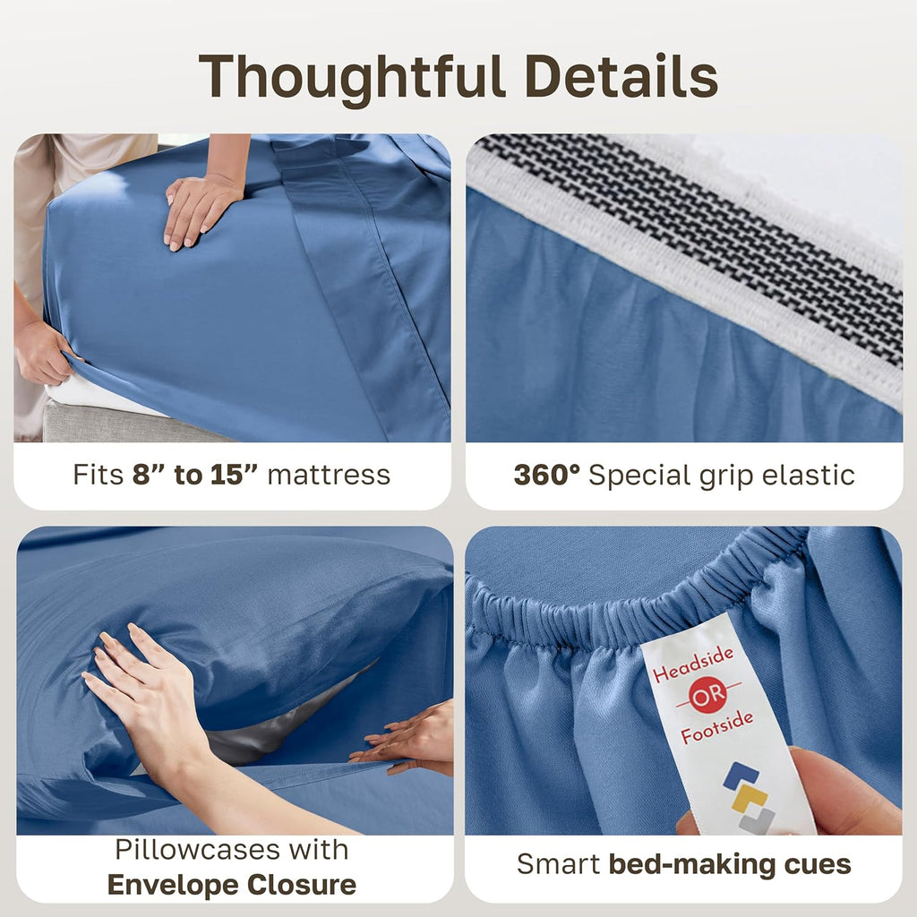 CaliforniaDesignDen California Design Den Soft 100% Organic Cotton Sheets Full Size Bed Set - Crisp and Cool Percale Organic Sheets, Deep P…