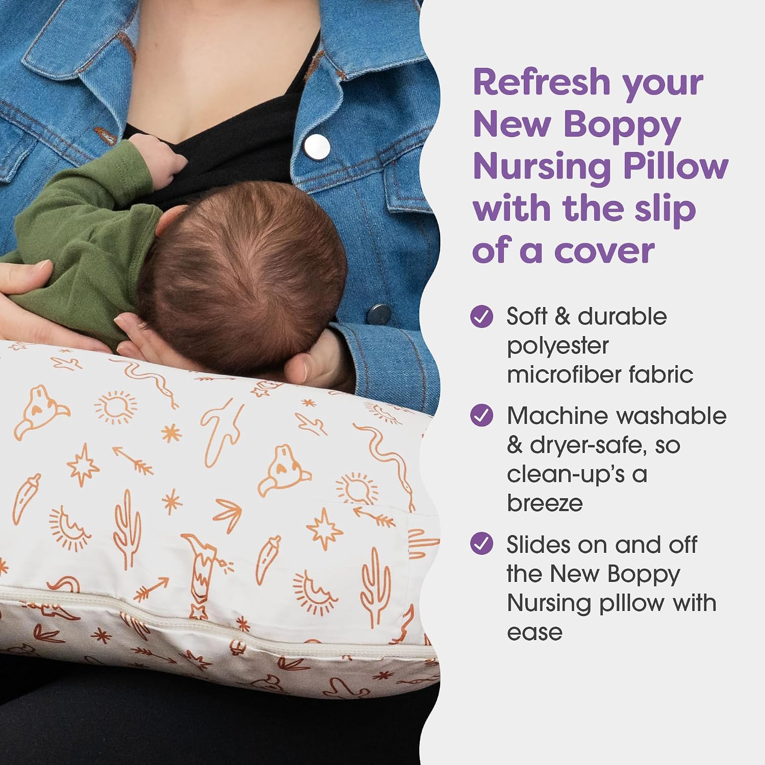 Boppy Nursing Pillow Cover - Soft, Hypoallergenic Washable Microfiber Bottle & Breastfeeding Pillow Covers (Redesigned Feeding Pillow…