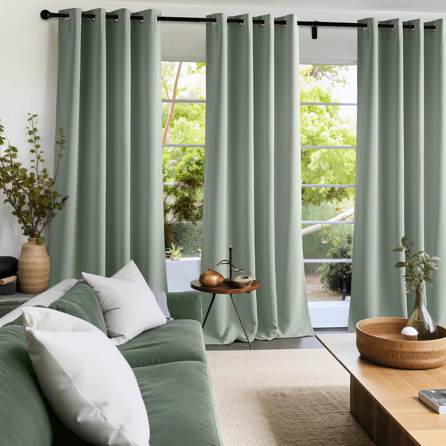 Nicetown Room Darkening Draperies Curtains Panels, 2 Panels Sage Green W52 x L84 Green