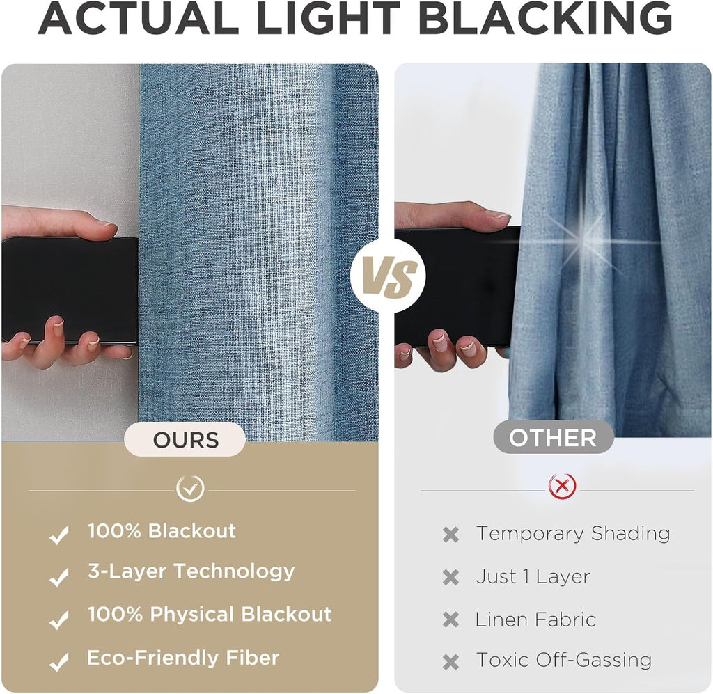Joydeco Blackout Curtains 72 Inches Long 2 Panels Burg, Room Darkening Curtains for Bedroom, 100% Black Out Textured Thermal Drapes Privacy…