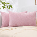 decorUhome Chenille Blush Pink Summer Throw Pillow Covers 12x20 Inch Set of 2, Decorative Soft Couch Pillow Covers Solid Dyed Accent Farmho…
