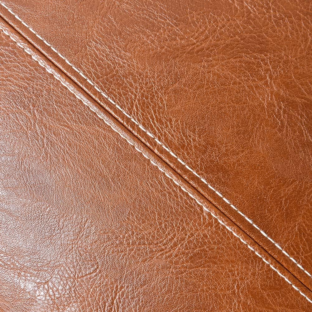 Fancy Homi Brown Boho Long Lumbar Faux Leather Decorative Throw Pillow Covers 14x24 Inch for Living Room Couch Bed Sofa, Hand Stitched…