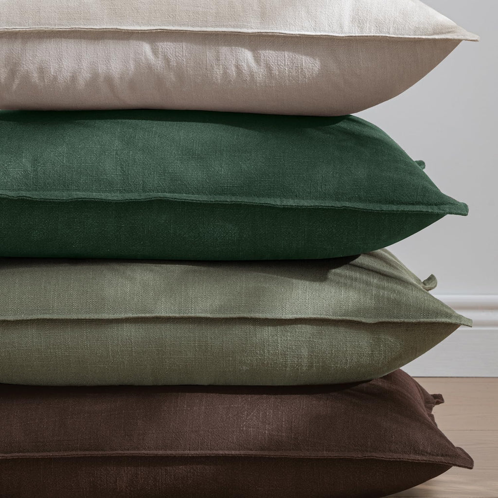 EMEMA Throw Pillow Covers Decorative Linen Pillow Covers 20x20 Inch Light Olive Green Boho Farmhouse Neutral Couch Throw Pillows for Bed…