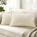 decorUhome Summer Corduroy Cream White Throw Pillow Covers 12x20 Set of 2 Decorative Soft Boho Farmhouse Lumbar Couch Pillow Covers for Liv…
