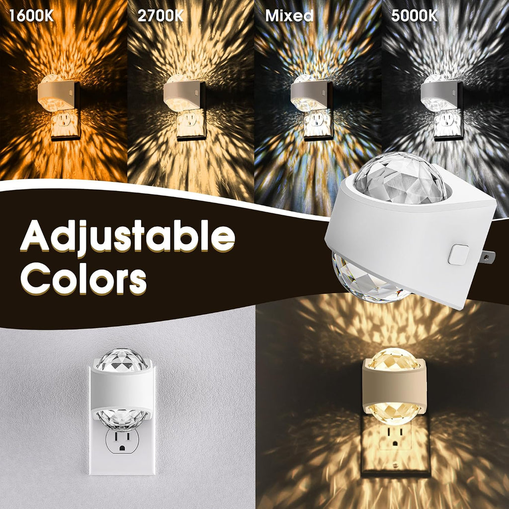 Briignite Night Light Plug into Wall, Color Changing Night Light for Kids, 3CCT Diamond Design Projector Nightlight, Dusk to Dawn Sensor…