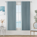 Guken Blue 100% Blackout Linen Curtains 63 Inch Length 2 Panels Set for Living Room Bedroom Back Tab Rod Pocket Thermal Insulated Black Out…