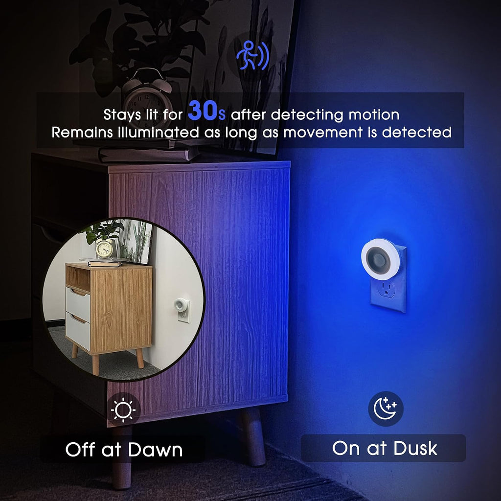 Briignite Motion Sensor Night Light Blue, [2 Pack] Night Lights Plug into Wall, Auto On/Off Motion Activation Nightlight, Energy-Saving…