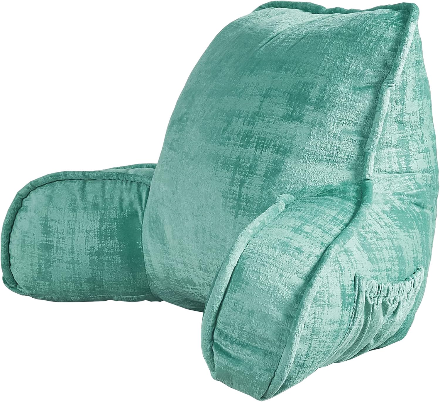 Bytide DIY Assembly Art Velvet Backrest Reading Bed Rest Pillow with Arms & Pockets, 18" H for Sitting in Bed Couch Sofa, Back Support Cush…