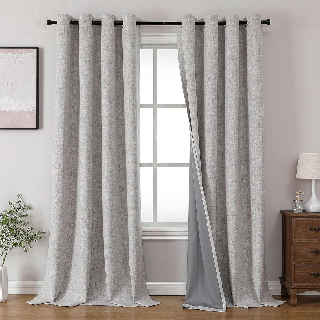 Joydeco Blackout Curtains 120 Inches Long 2 Panels Burg, Room Darkening Curtains for Bedroom, 100% Black Out Textured Thermal Drapes Privac…