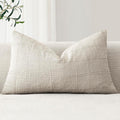 Foindtower Set of 1 Decorative Linen Check Throw Pillow Cover Neutral Farmhouse Lumbar Cushion Cover Modern Boho Accent Home Decor for…