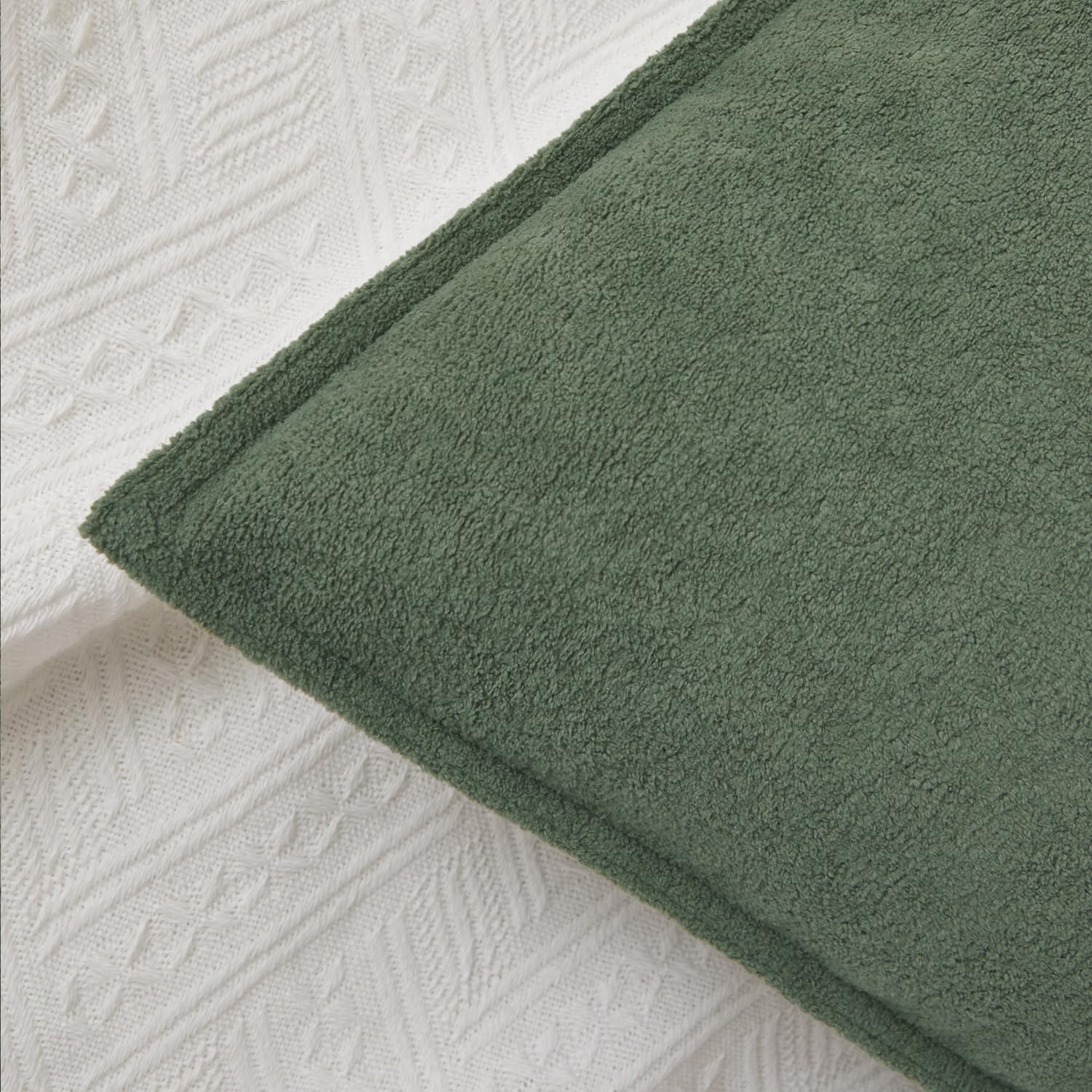 KevinTextile Kevin Textile Waterproof Decorative Pillow Covers Olive Green 16x16 Inch Pack of 2 Soft Boucle Textured Throw Pillowcases Eleg…