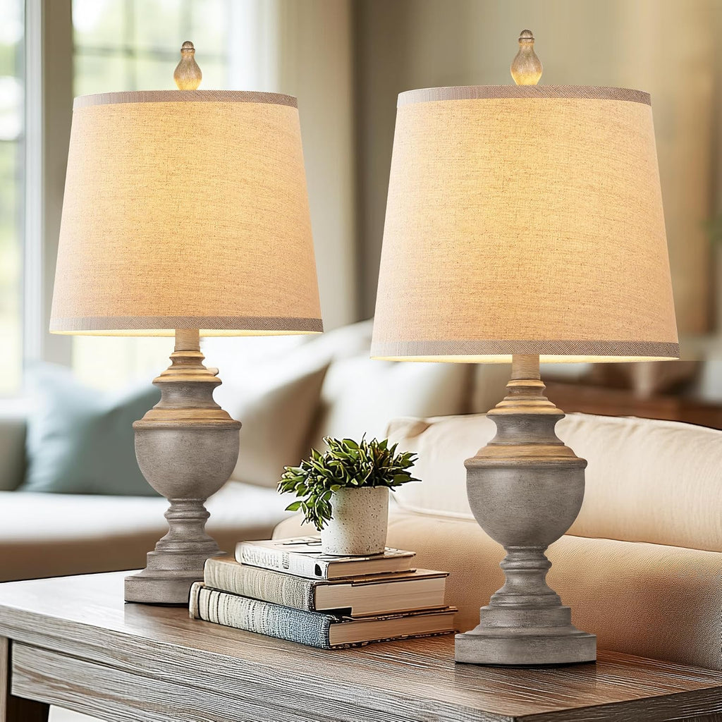 PARTPHONER Retro Table Lamps Set of 2, Bedside Lamp for Bedroom Rustic Farmhouse Table Lamps for Living Room, 22" Vintage Nightstand…