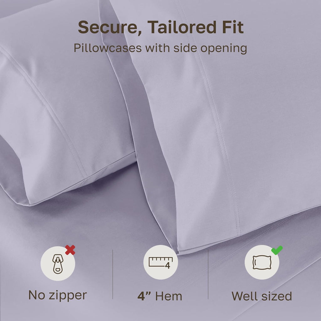 CaliforniaDesignDen California Design Den 100% Cotton King Size Pillowcases Set of 2, 800 Thread Count, Soft Pillow Covers Sateen, Fits Kin…