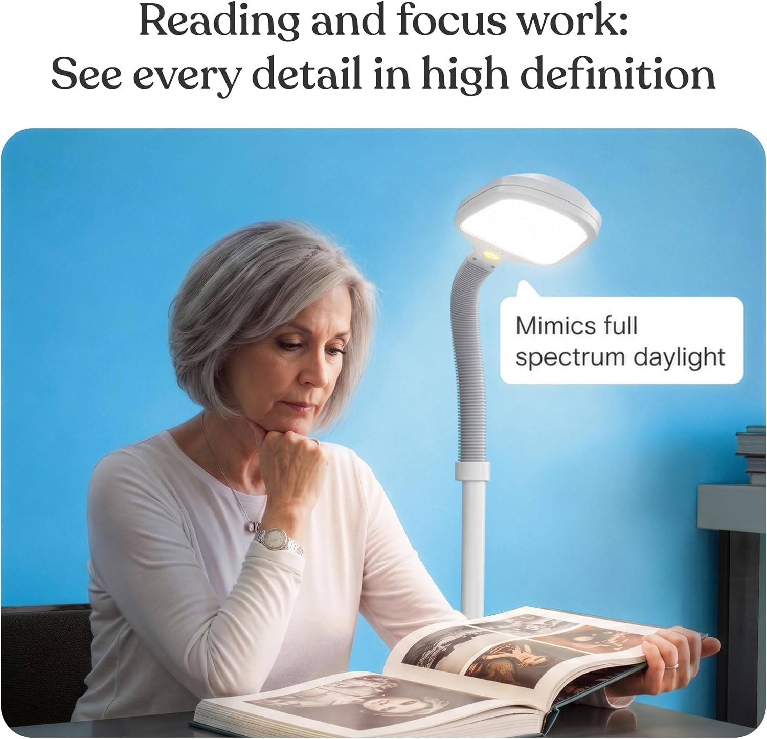Brightech Litespan - Bright LED Floor Reading Lamp for Over Chair Crafts and Reading, Estheticians' Light for Lash Extensions, Adjustable S…