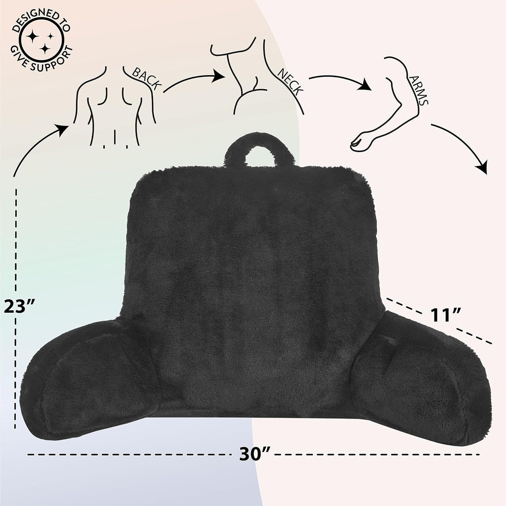 Urban Lifestyle Rabbit Faux Fur Backrest Pillow, Black