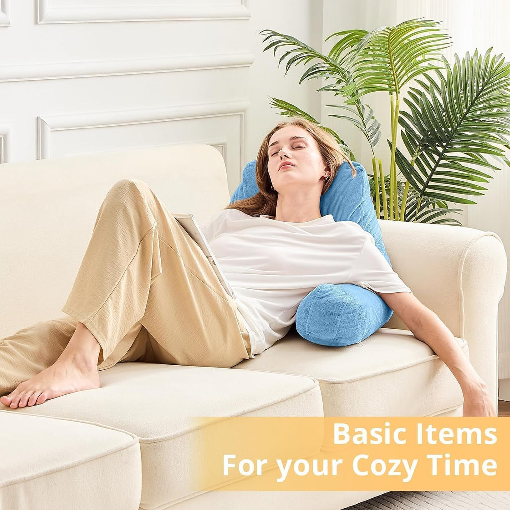 Sasttie Reading Pillow, Velvet Back Pillow for Bed Sitting Up, Adult Back-Rest Support Cushion with Arms for Sit Up on Couch, Sofa, and…