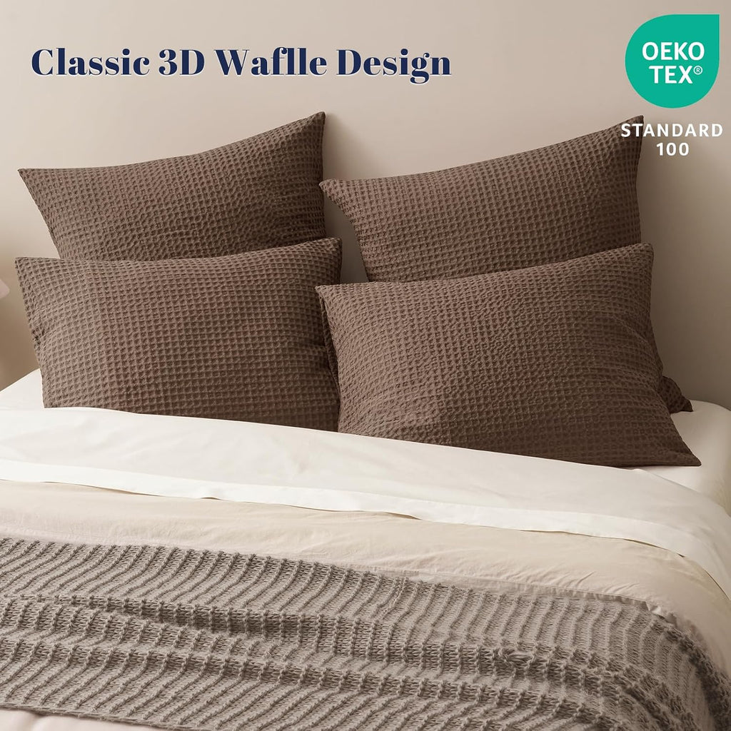 Phf Ultra Soft Waffle Weave Pillow Shams Standard Size, No Insert, 2 Pack 20" x 26" Pillowcases, Breathable & Skin-Friendly Pillow Cases, St…