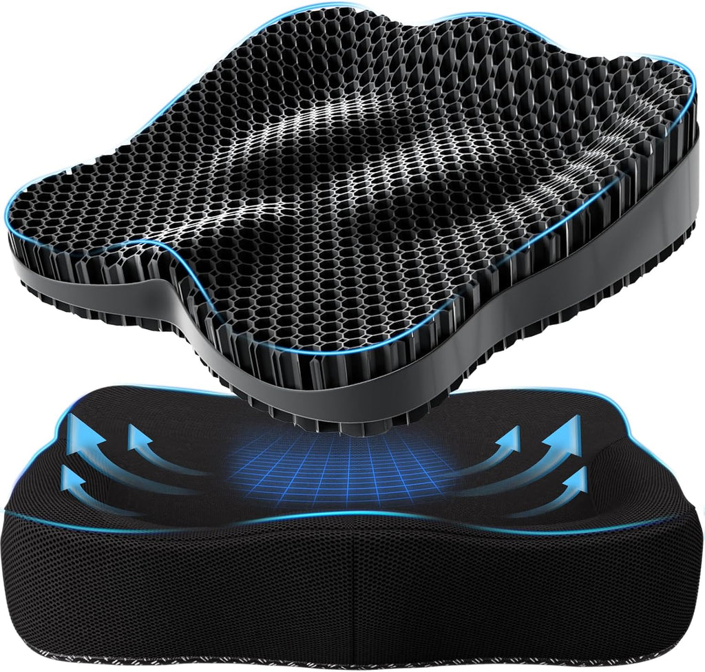 Tsmertor Thicker Seat Cushion for Office Chair, Big Gel Seat Cushion for Long Sitting, Support for Sciatica & Back, Breathable Chair Seat…