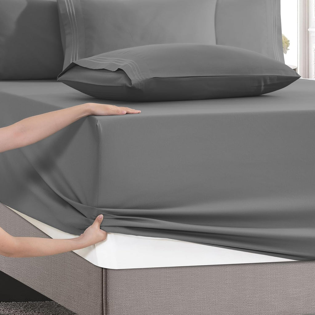 MocassiLuxuryBedding Mocassi Luxury 6-Piece Sheet Set, Ultra Soft 1800 Hotel Quality Microfiber Sheet Set, Fits Mattresses Up to 18 to 24 I…