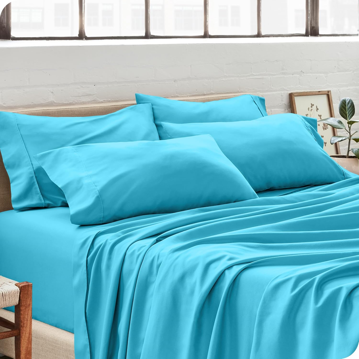 BareHome Bare Home Microfiber King Pillowcase Set of 4 - Aqua, 20x40