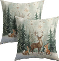 Xmas Reindeer Throw Pillow Cover 20x20 Inch Set of 2 Winter Trees Snowflake Holiday Animals Pillowcase Christma Deer Farmhouse Cushion…