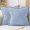 MIULEE Decorative Throw Pillow Covers for Couch Bed Livingroom 20x20 Inch Set of 2 Light Blue Boho Accent Throw Pllows Broadside Striped…