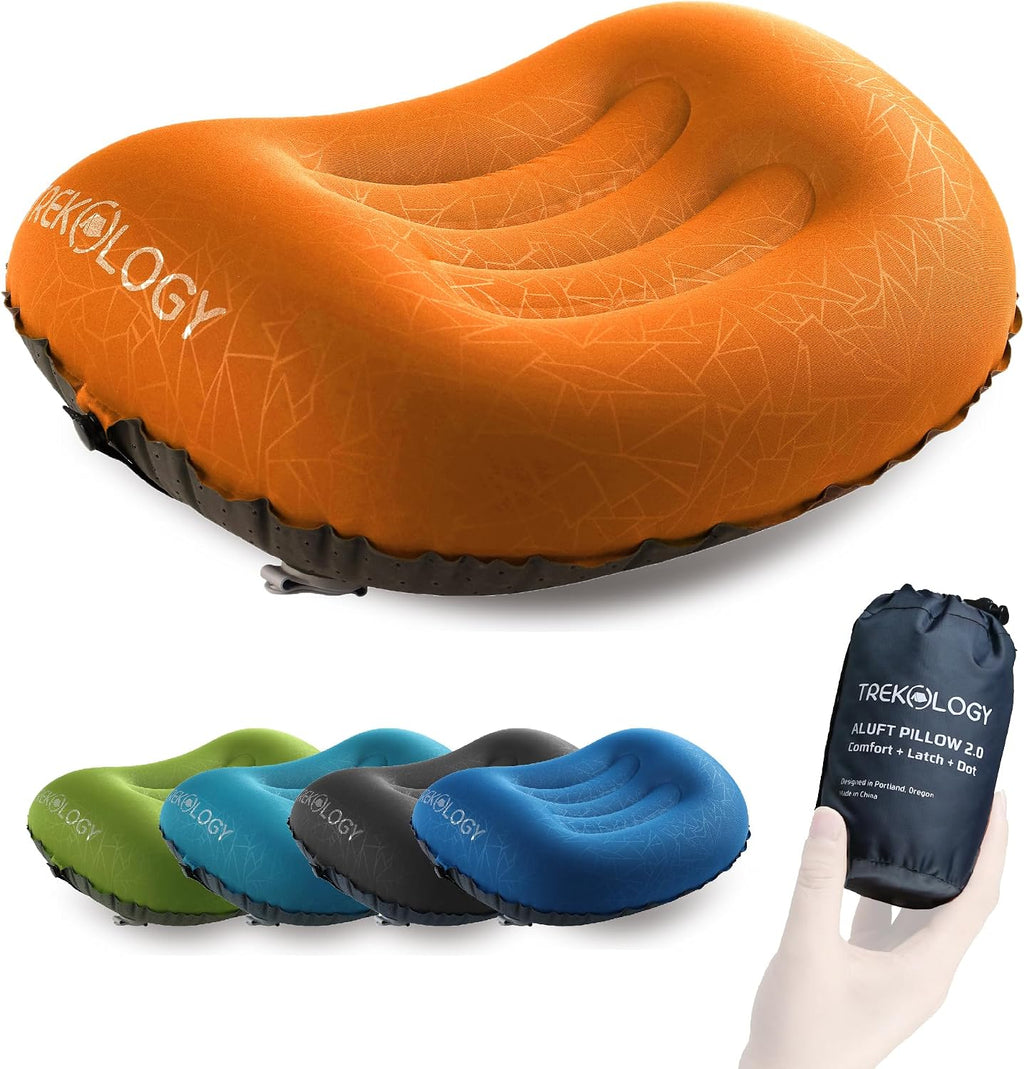 TREKOLOGY Ultralight Inflatable Camping Travel Pillow - ALUFT 2.0 Compressible, Compact, Comfortable, Ergonomic Inflating Pillows for…