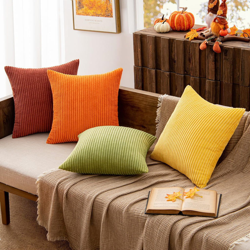 Miulee Decorative Throw Pillow Covers 18x18 Inch Set of 4, Vibrant Cushion Covers Vintage Retro Home Fall Decor Mix and Match Color Clash D…
