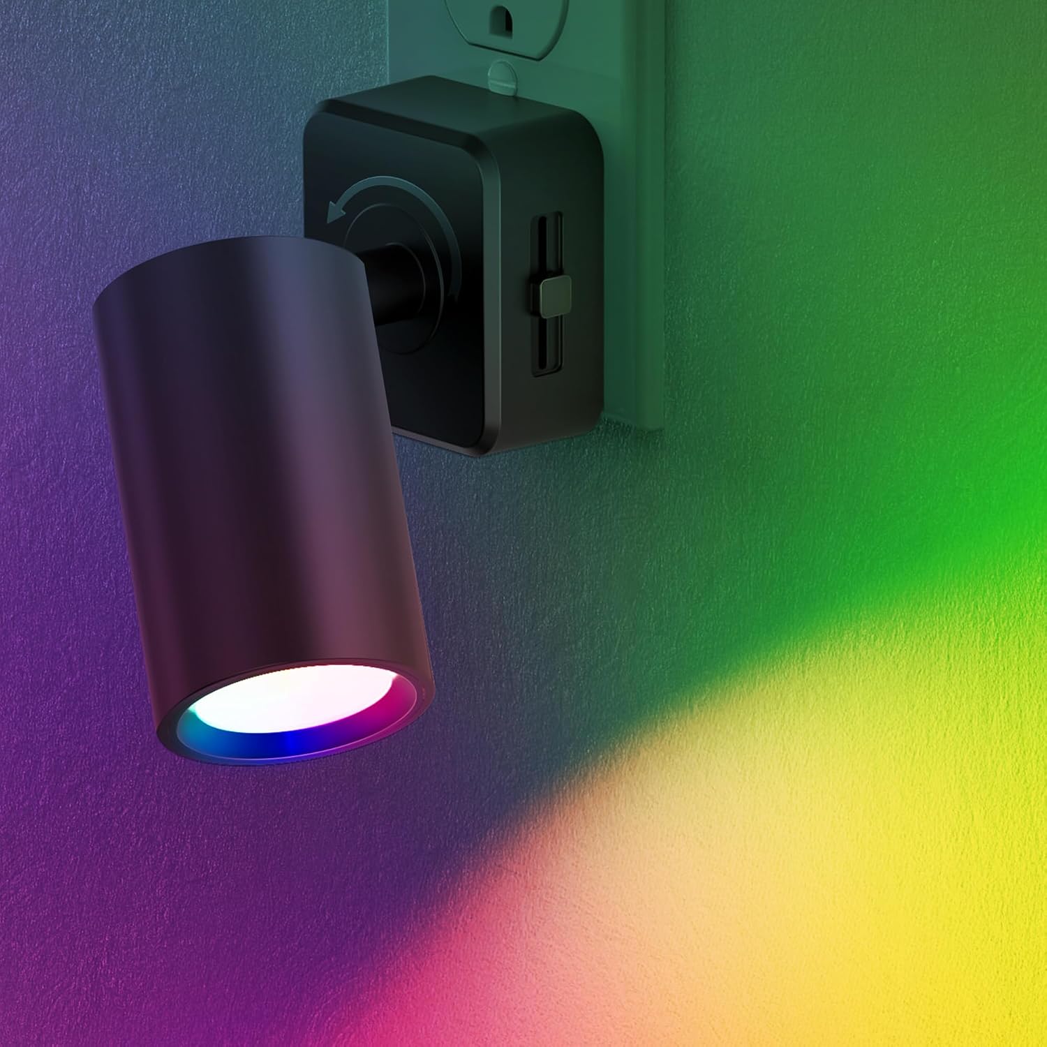 Briignite Night Lights Plug into Wall, 320° Rotation Night Light, RGB Color Changing Nightlight, Spot Light Dimmable Brightness, Dusk to…