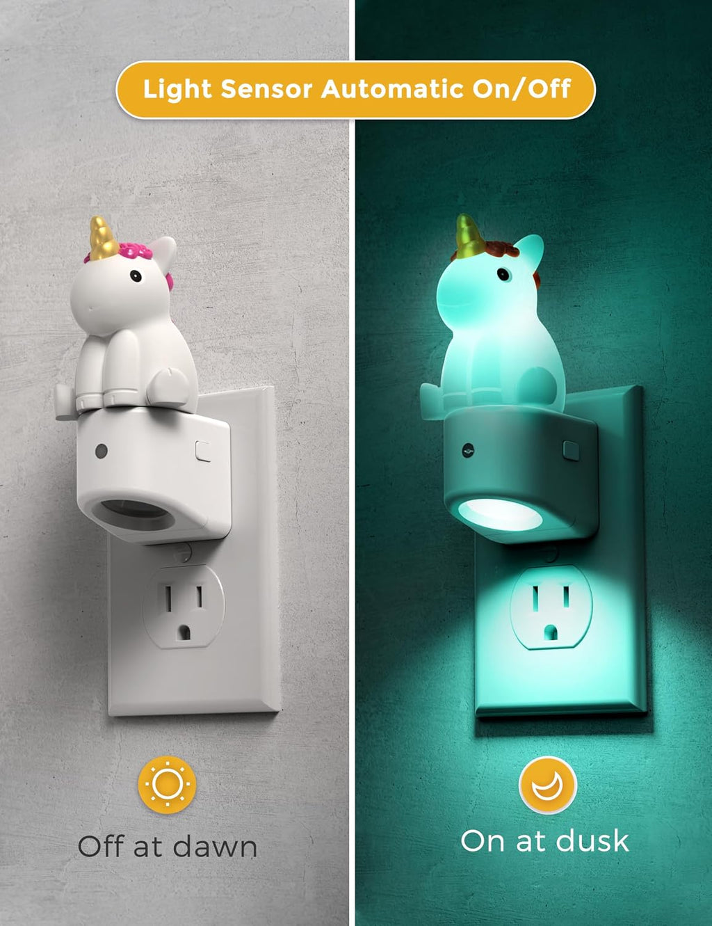 L LOHAS LED Plug-in Night Light for Kids, Cute Color Changing LED Night Light with Dusk to Dawn Sensor, Christmas, Birthday Gift…