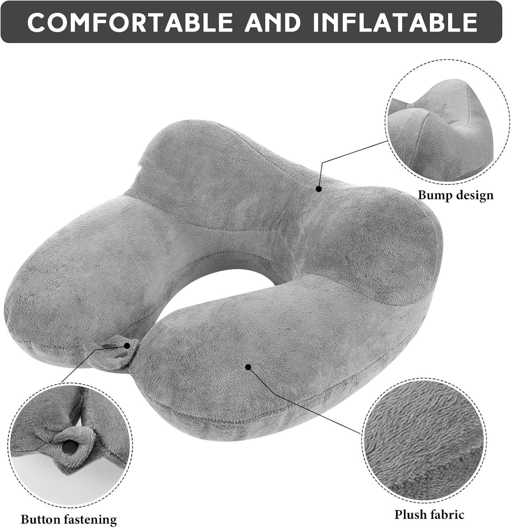 Sintuff 2 Pack Inflatable Travel Pillow for Airplanes Inflatable Neck Flight Pillows with Compact Bag and Blindfold for Traveling…