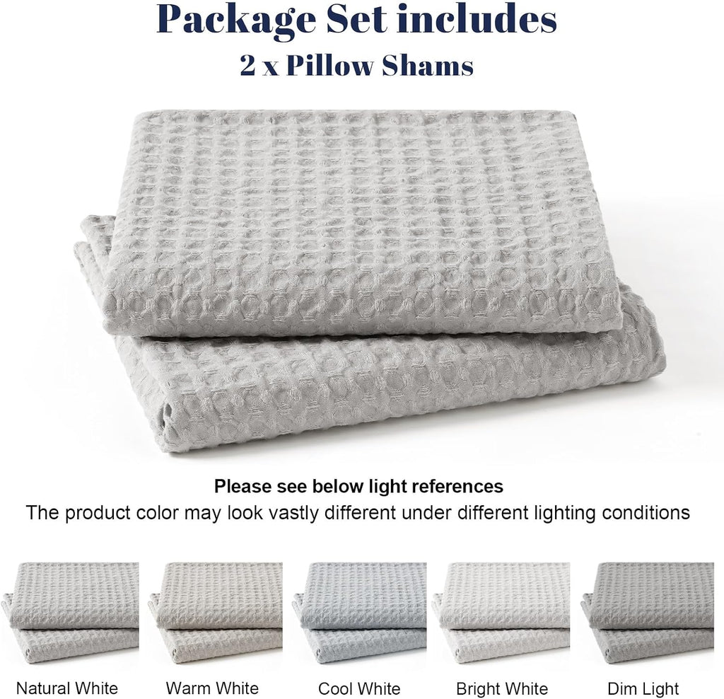 Phf Ultra Soft Waffle Weave Euro Shams Pillow Covers, No Filling, 2 Pack 26" x 26" Bed Cushion Covers, Breathable & Skin-Friendly Bed Pillo…