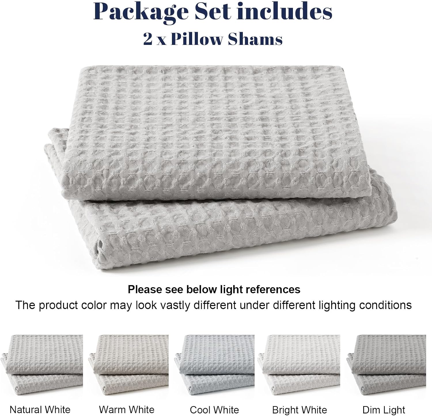 Phf Ultra Soft Waffle Weave Euro Shams Pillow Covers, No Filling, 2 Pack 26" x 26" Bed Cushion Covers, Breathable & Skin-Friendly Bed Pillo…