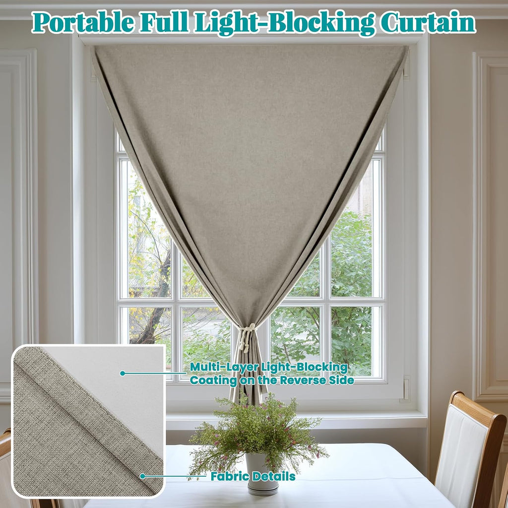 100% Self Adhesive Blackout Curtains- Stick on Curtains Shades Window Blinds Curtain No Rod Needed Easy to Hang Curtain, Use for Bedroom…