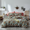 mixinni Vintage Style Garden Flower Duvet Cover Set with Zipper Closure Long Staple Percale Cotton Yellow Vibrant Pattern on Bedding Quilt…